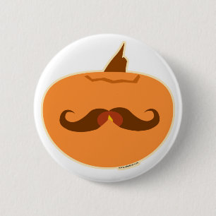 Bóton Redondo 5.08cm Halloween Pumpkin Mustache