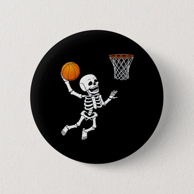 Bóton Redondo 5.08cm Halloween Skeleton Dunking Basball Boys Garotas K (Frente)