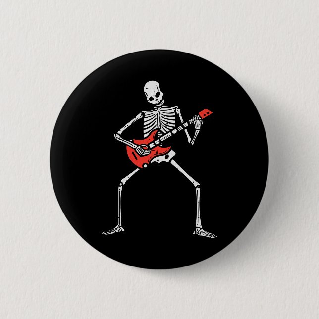 Bóton Redondo 5.08cm Halloween Skeleton Rock Guitar Costume Rocker Men (Frente)