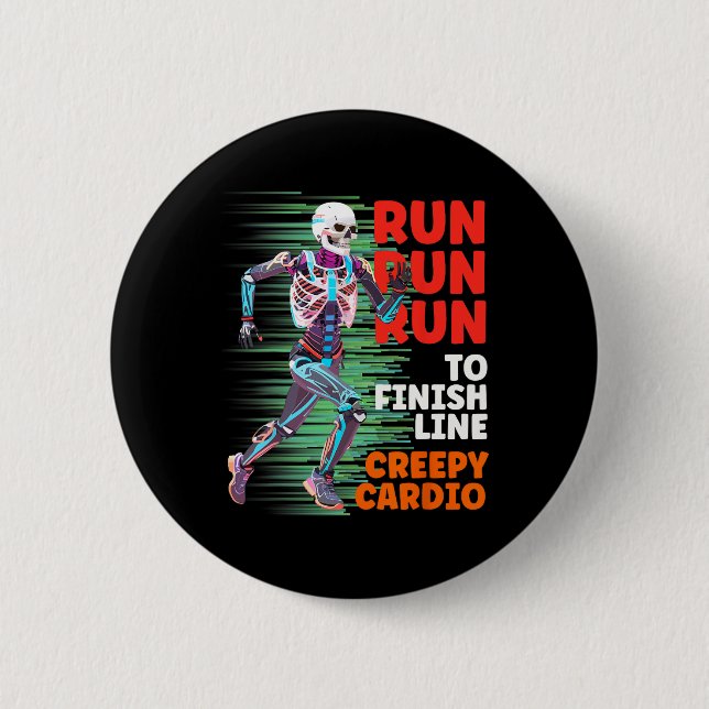 Bóton Redondo 5.08cm Halloween Skeleton Runner Creepy Cardio Jogger Spo (Frente)