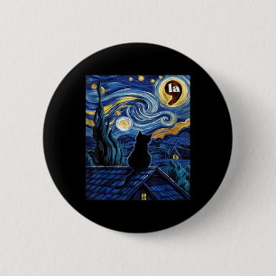 Bóton Redondo 5.08cm Halloween Starry Night Black Cat Comma La Kamala H
