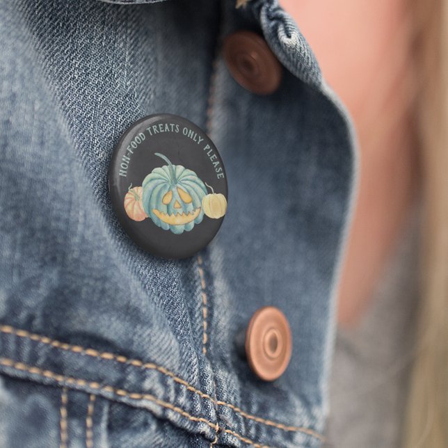 Bóton Redondo 5.08cm Halloween Teal Pumpkin Alergia Consciência (Criador carregado)