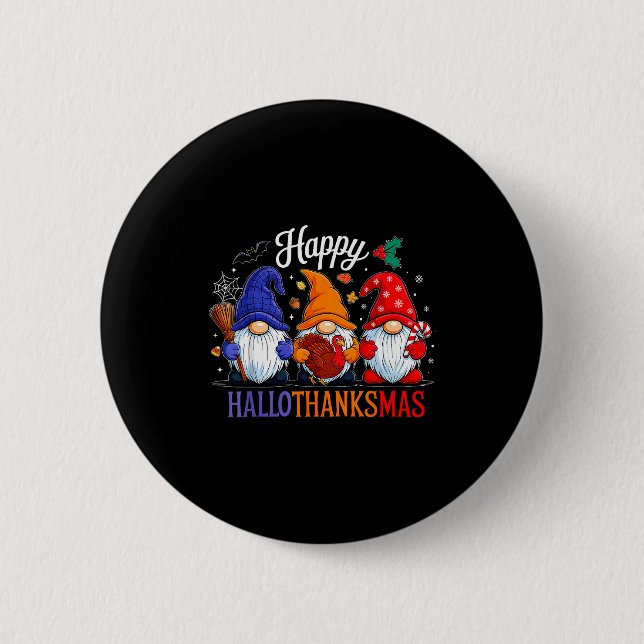 Bóton Redondo 5.08cm Halloween Thanksgiving Christmas Happy Hallothanks (Frente)