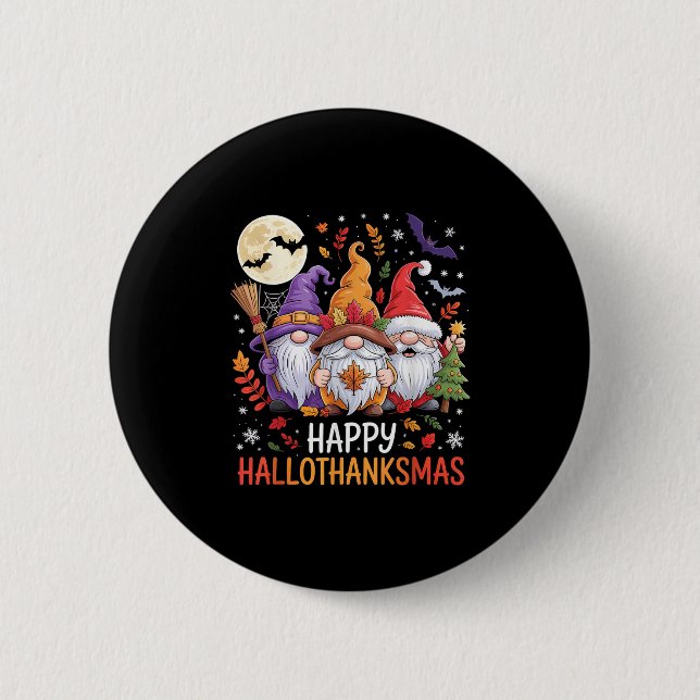 Bóton Redondo 5.08cm Halloween Thanksgiving Christmas Happy Hallothanks (Frente)