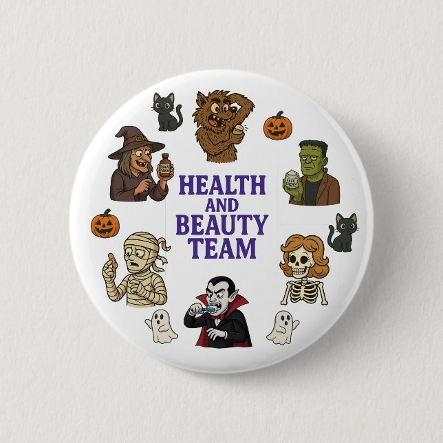Bóton Redondo 5.08cm Halloween Themed Health and Beauty (Frente)