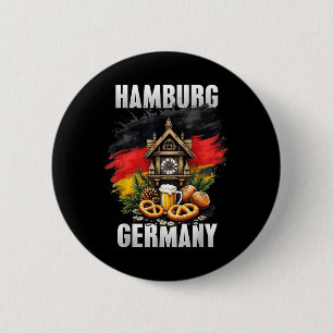 Bóton Redondo 5.08cm Hamburg Alemanha Souvenir German Flag Viagem