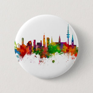 Bóton Redondo 5.08cm Hamburg Germany Skyline