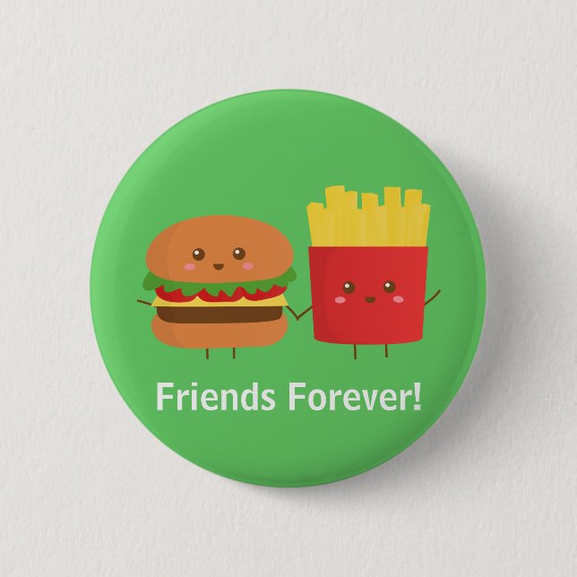 Bóton Redondo 5.08cm Hamburger Fofinho e Batata Frita Amigos Para Sempr (Frente)