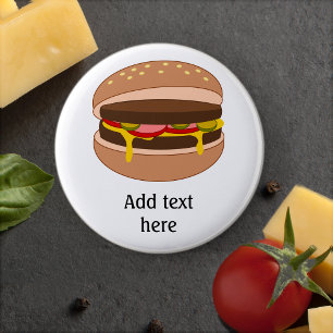 Bóton Redondo 5.08cm Hamburger na imagem do bolo - adicione seu texto