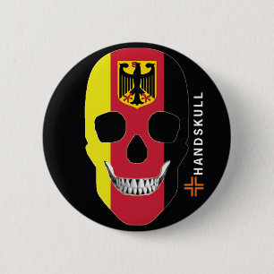 Bóton Redondo 5.08cm HANDSKULL Alemanha, crânio feliz, bandeira de