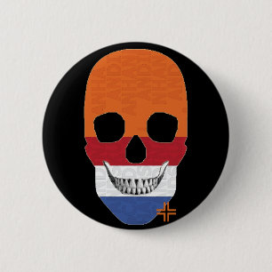 Bóton Redondo 5.08cm HANDSKULL Holland Round Crachá preto B2