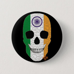 Bóton Redondo 5.08cm HANDSKULL India Round Crachá B2