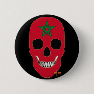 Bóton Redondo 5.08cm HANDSKULL Marrocos redondo Crachá preto B2