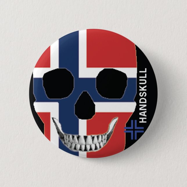 Bóton Redondo 5.08cm HANDSKULL Noruega - botão (Frente)