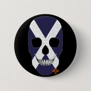 Bóton Redondo 5.08cm HANDSKULL Scotland Round Crachá preto B2