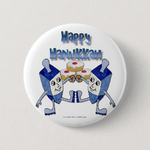 Bóton Redondo 5.08cm Hanukkah Dancing Dreidels e Jelly Doughnut