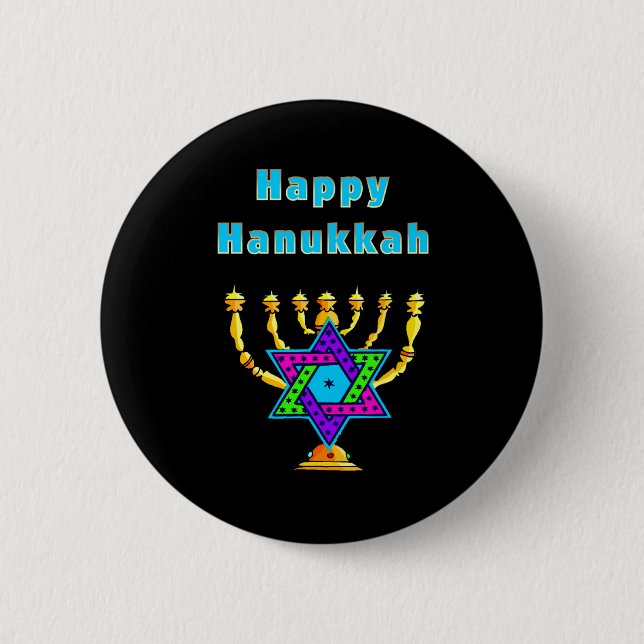 Bóton Redondo 5.08cm Hanukkah feliz (Frente)