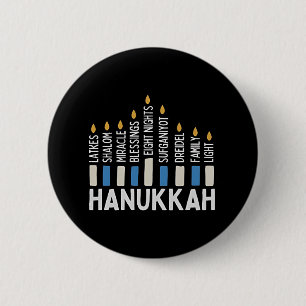 Bóton Redondo 5.08cm Hanukkah Jewish Holiday Menorah Jew