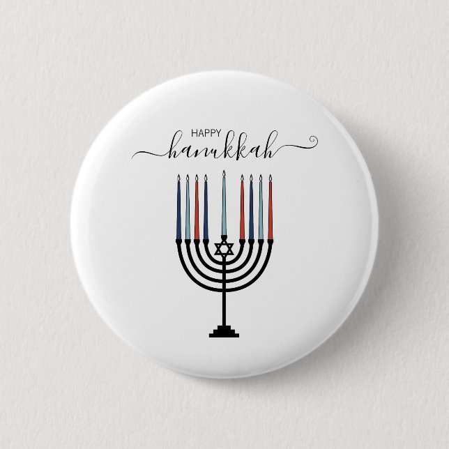 Bóton Redondo 5.08cm Hanukkah Menorah Holiday Pinback Botão (Frente)