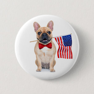 Bóton Redondo 5.08cm Happy 4th of July French Bulldog  