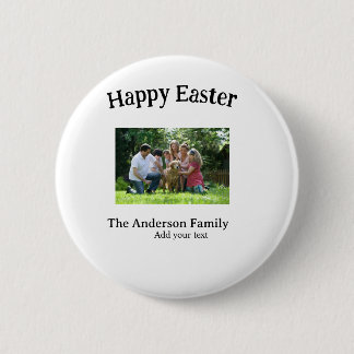 Bóton Redondo 5.08cm Happy Easter family photo name text reunion simple