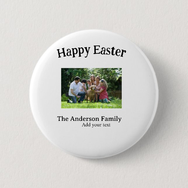 Bóton Redondo 5.08cm Happy Easter family photo name text reunion simple (Frente)