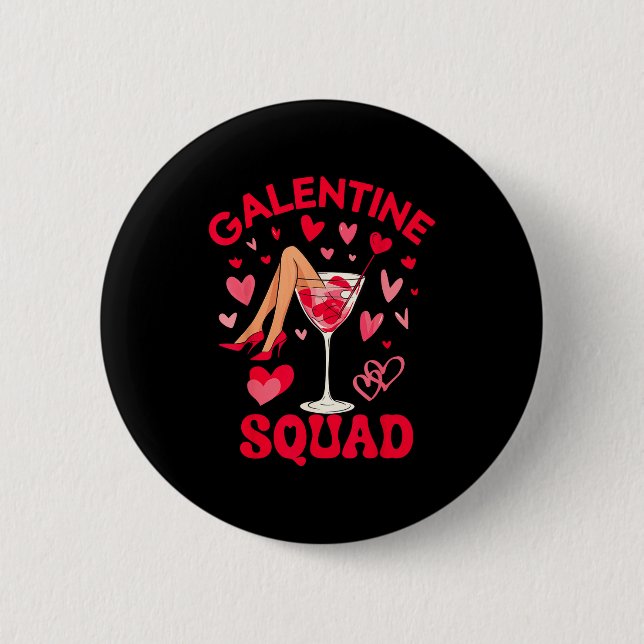 Bóton Redondo 5.08cm Happy Galentines Squad Valentine's Girls Day Febru (Frente)