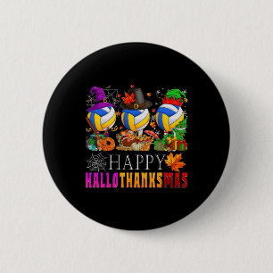 Bóton Redondo 5.08cm Happy Hallothanksmas Voleibol Halloween Thanksgi