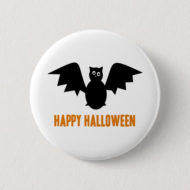 Bóton Redondo 5.08cm Happy Halloween Bat (Frente)