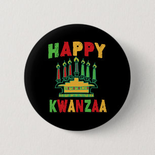 Bóton Redondo 5.08cm Happy Kwanzaa Kwanzaa Candles Kinara Pan African H