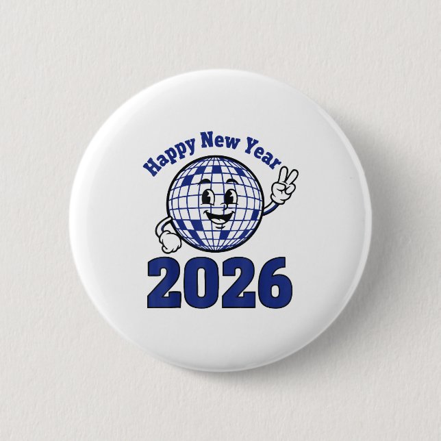 Bóton Redondo 5.08cm Happy New Year 2026 Celebration Design  (Frente)