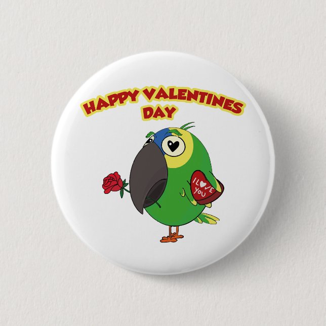 Bóton Redondo 5.08cm happy valentine parrot (Frente)