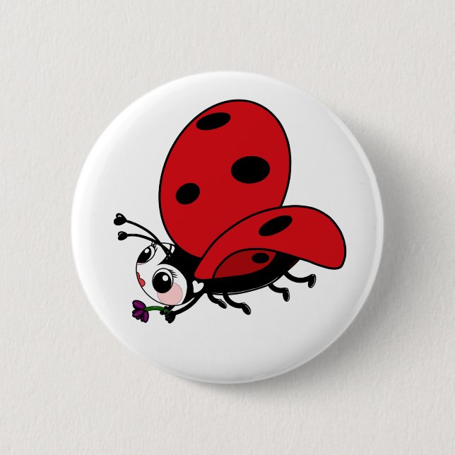 Bóton Redondo 5.08cm Happy Wings Ladybug (Frente)