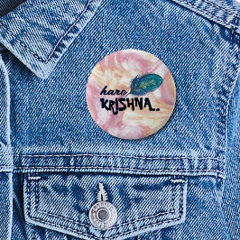 Bóton Redondo 5.08cm "Hare Krishna" Peacock Feather Hindu