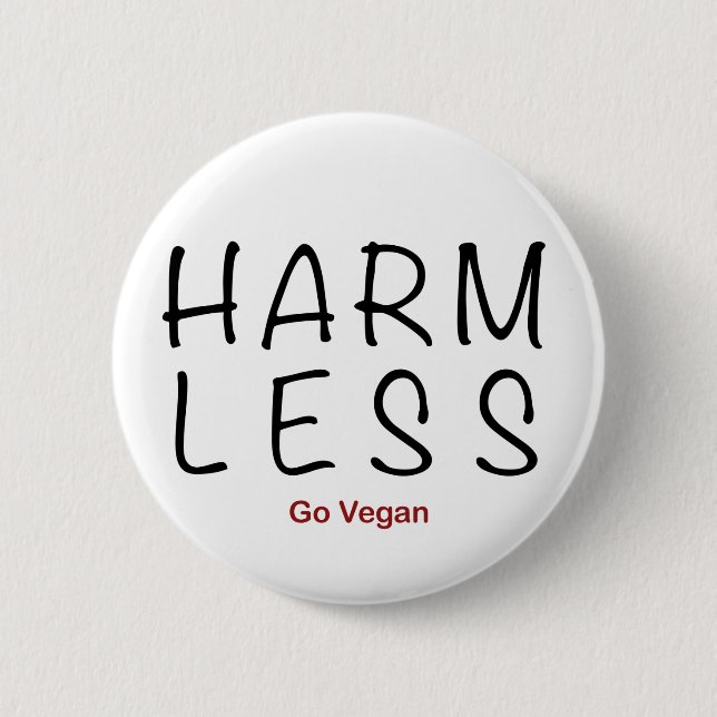 Bóton Redondo 5.08cm Harm Menos - Go Vegan (Frente)