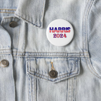 Bóton Redondo 5.08cm Harris 2024 Presidente Democrat EUA Flag Text Crac