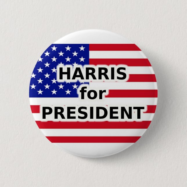 Bóton Redondo 5.08cm HARRIS para PRESIDENTE - Bandeira Americana (Frente)