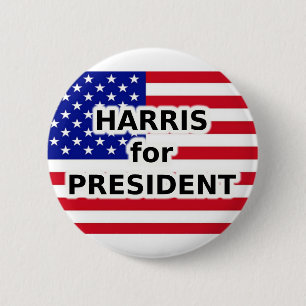 Bóton Redondo 5.08cm HARRIS para PRESIDENTE - Bandeira Americana