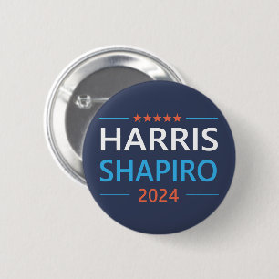 Bóton Redondo 5.08cm Harris Shapiro 2024 Kamala Harris Democrata