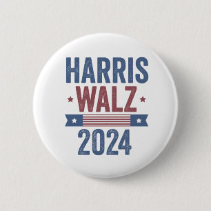 Bóton Redondo 5.08cm Harris Walz 2024 Eleição Kamala Tim Waltz América
