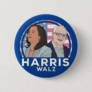 Bóton Redondo 5.08cm Harris Walz Election