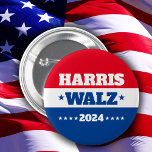 Bóton Redondo 5.08cm Harris Walz | Tim Walz 2024 Campaign Blue Red<br><div class="desc">Harris Walz 2024 Campanha Blue Red</div>