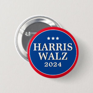 Bóton Redondo 5.08cm Harris Walz Votação 2024 Botão de Eleição Democrat
