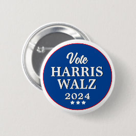 Bóton Redondo 5.08cm Harris Walz Votação 2024 Botão de Eleição Democrat