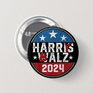 Bóton Redondo 5.08cm Harry Balz 2024, Engraçado Político 2024, Harris W