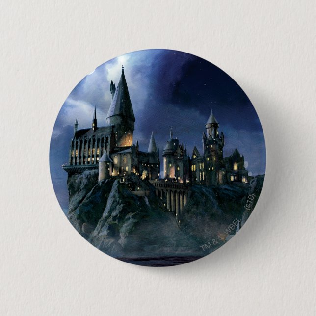 Bóton Redondo 5.08cm Harry Potter Castle | Moonlit Hogwarts (Frente)