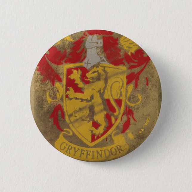 Bóton Redondo 5.08cm Harry Potter | Gryffindor - Brasão de Armas Retro (Frente)