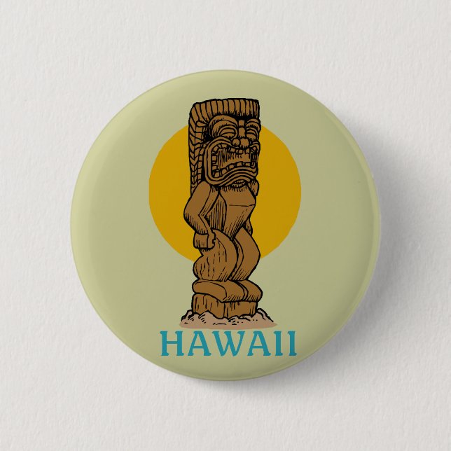 Bóton Redondo 5.08cm Hawaiian Tiki (Frente)