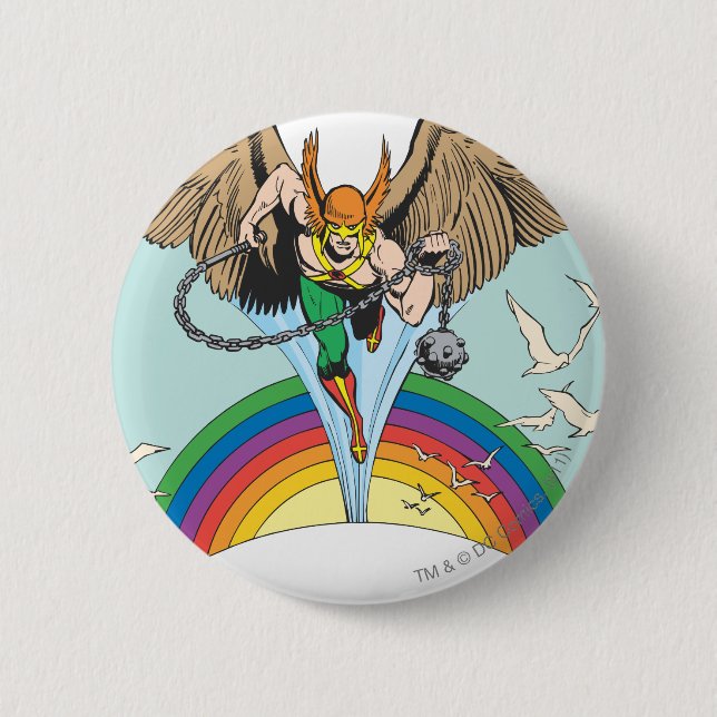 Bóton Redondo 5.08cm Hawkman voa pelo Sky (Frente)