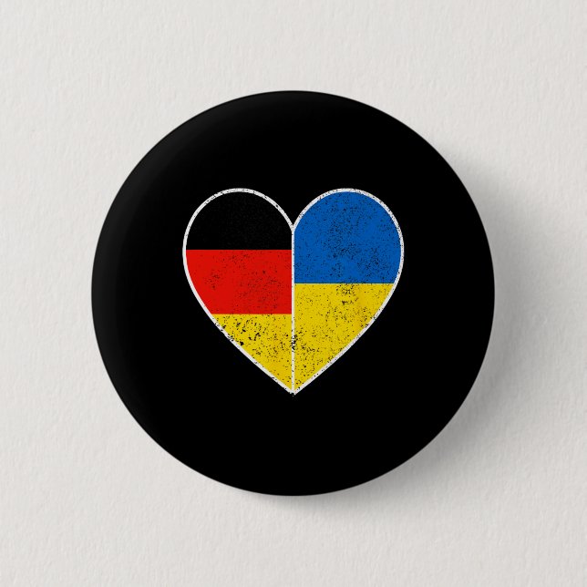 Bóton Redondo 5.08cm Heart Germany And Ukraine Solidarity Friendship Vi (Frente)